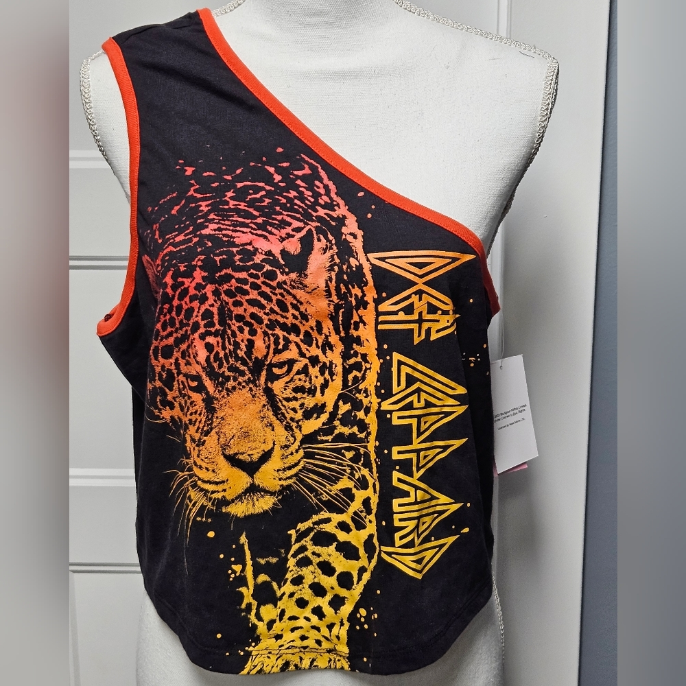 Def Leppard One-Shoulder Crop Top XXL NWT